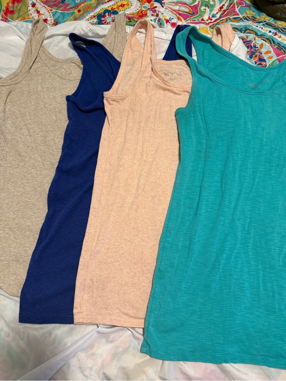Merona Women's Ribbed Tank Top - Teal, Peach, Navy, Tan - Picture 2 of 2